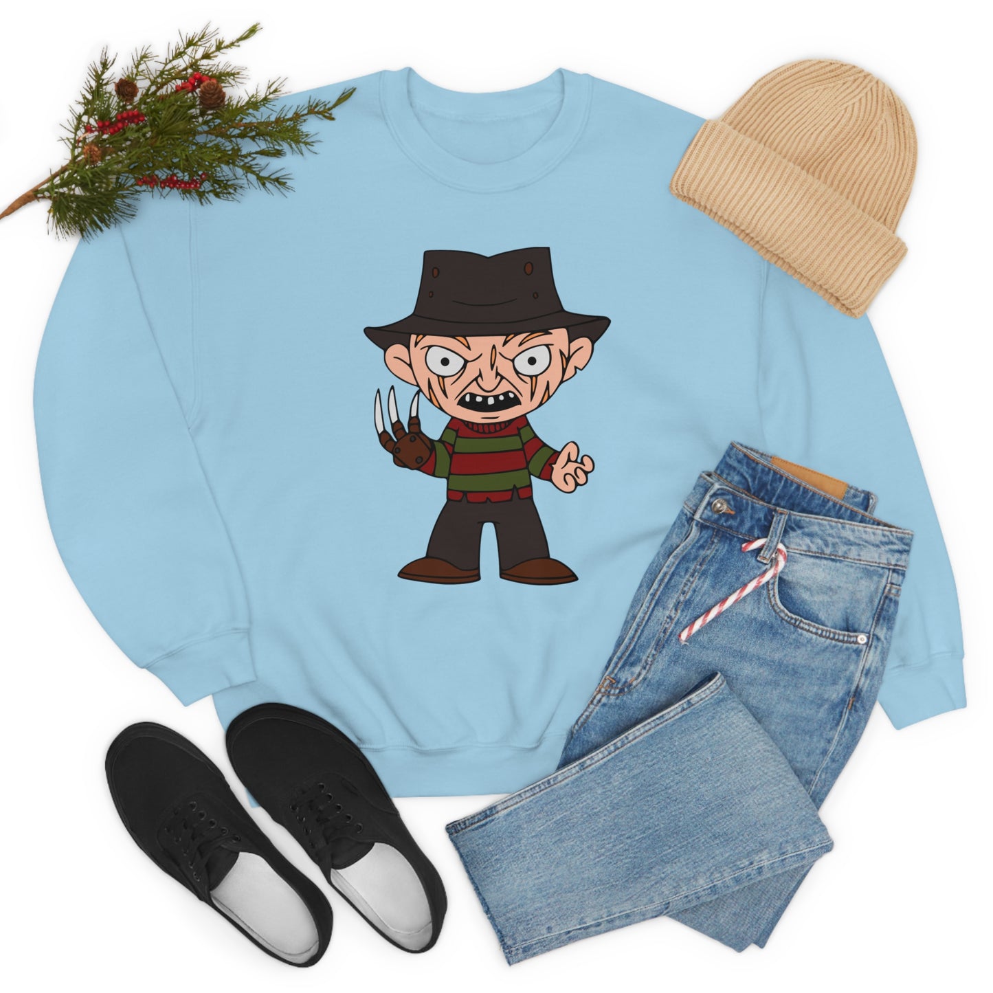 Freddy's "Whatever you do, Don't fall asleep" Halloween Unisex Sweatshirt S-5XL S Light Blue  - HolidayShoppingFinds