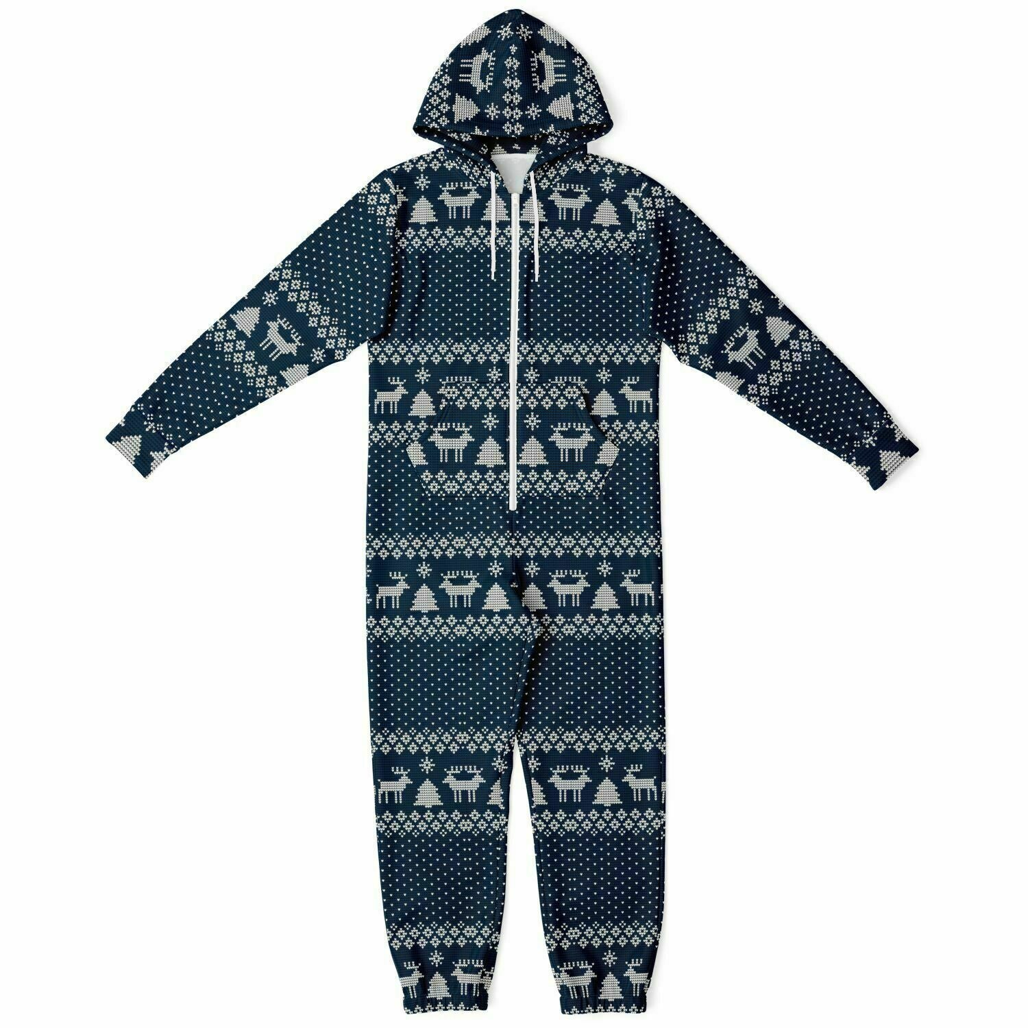 Blue Winter Magic Christmas Jumpsuit Adult Onesie Gender-Neutral Athletic XS-S   - HolidayShoppingFinds