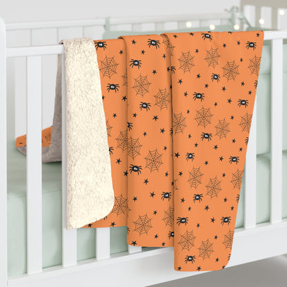 Spider Cobweb Web Sherpa Fleece Blanket Halloween Spooky Throw Blanket    - HolidayShoppingFinds