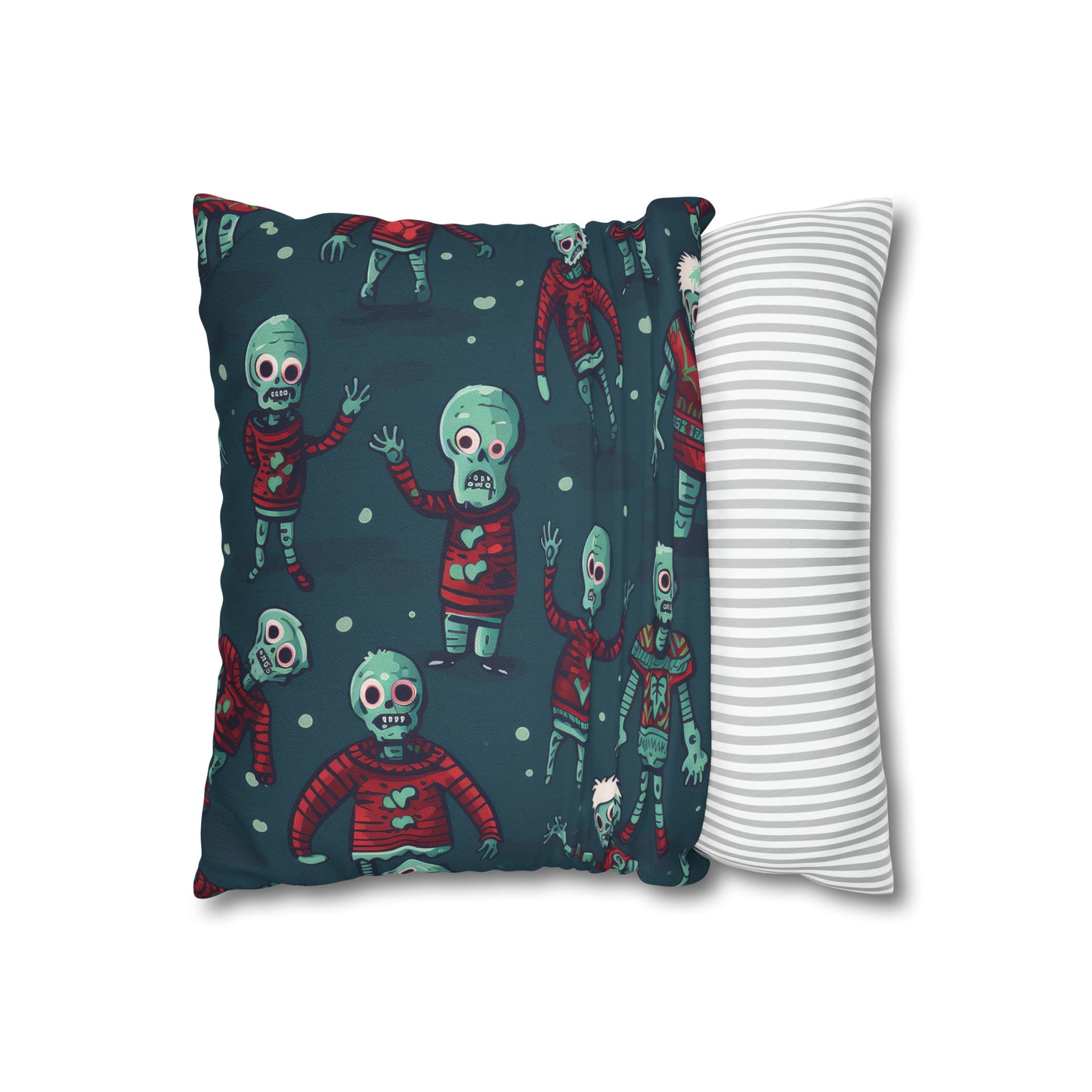 Zombie Decorative Pillowcase, Zombie Home Decor Pillow Cover Teal, Square 2-Sided Pillow    - HolidayShoppingFinds