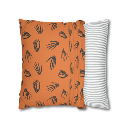 Skeleton Hands Pillowcase Halloween Orange Pillow Spooky Accent Pillow    - HolidayShoppingFinds