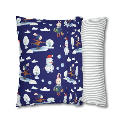 Snowman Pillowcase, Holiday Decor Pillow Cozy Winter Blue Throw Pillow, Holiday Gift    - HolidayShoppingFinds