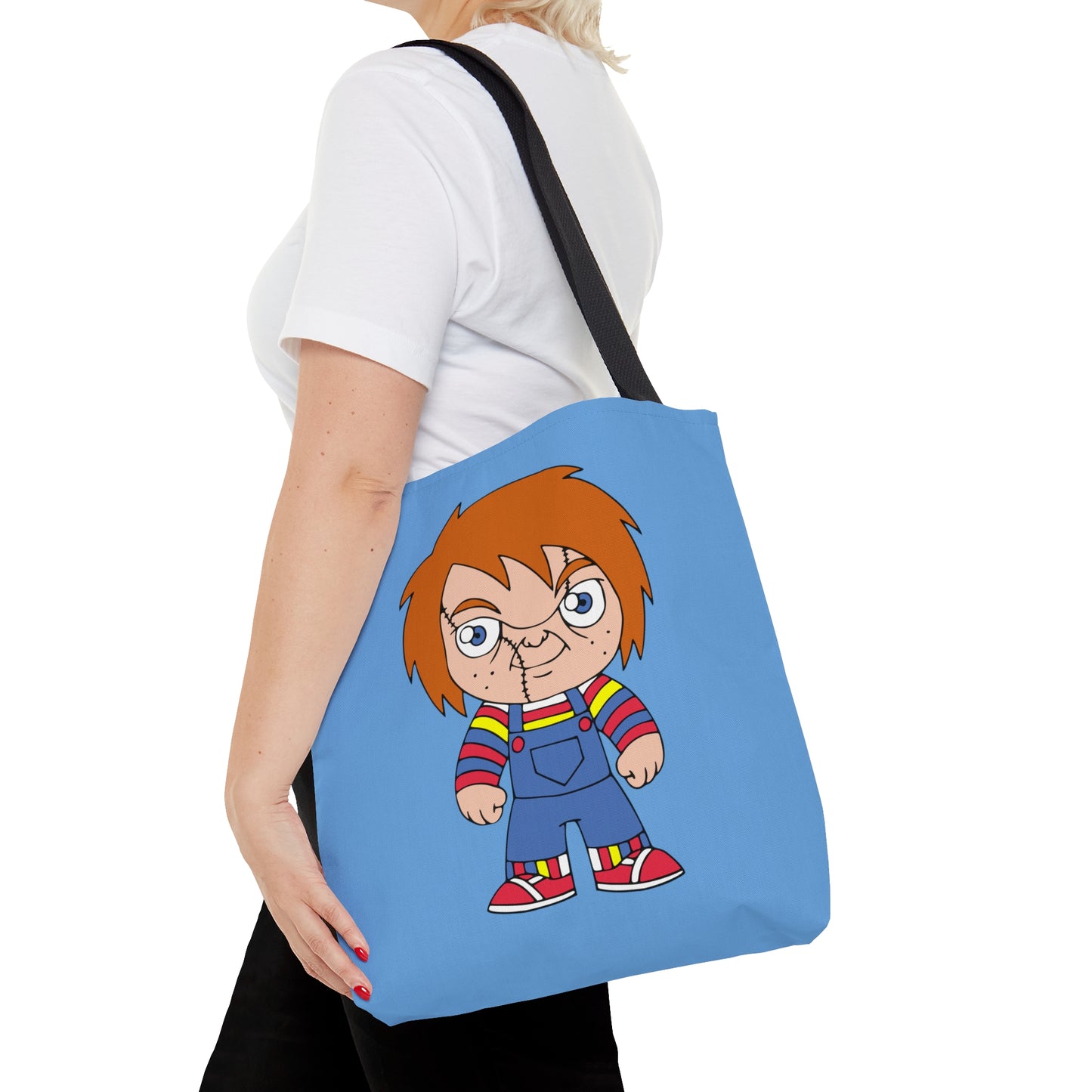 Chucky Tote Bag, Halloween Scary Doll Handbag, Horror Movie Fan Gift, Blue Trick or Treat Bag    - HolidayShoppingFinds