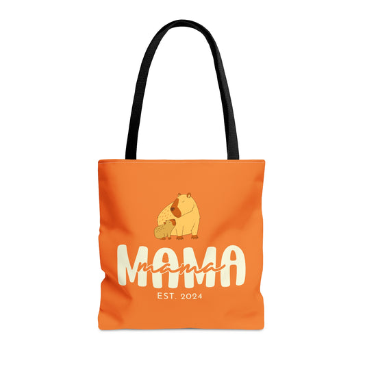 Custom Mama Capybara Tote Bag Orange, Gift for Mom Custom Tote Bag Medium   - HolidayShoppingFinds