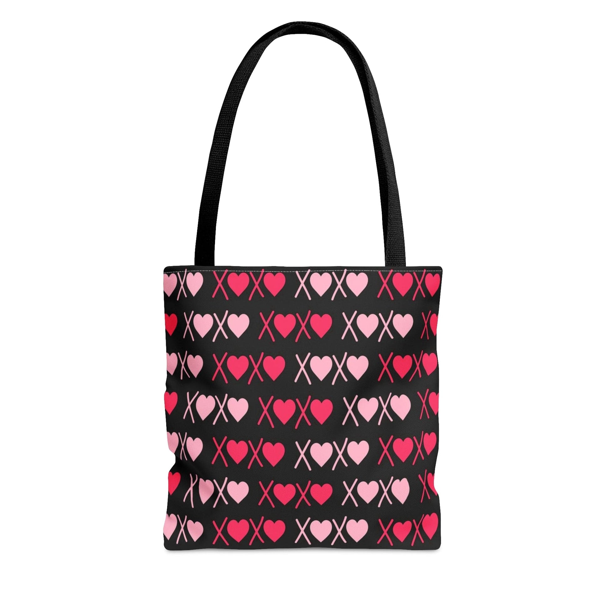 XOXO Pink Hearts Pattern Black Tote Bag - Valentine's Gift Small   - HolidayShoppingFinds