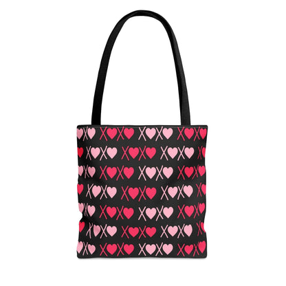 XOXO Pink Hearts Pattern Black Tote Bag - Valentine's Gift Small   - HolidayShoppingFinds