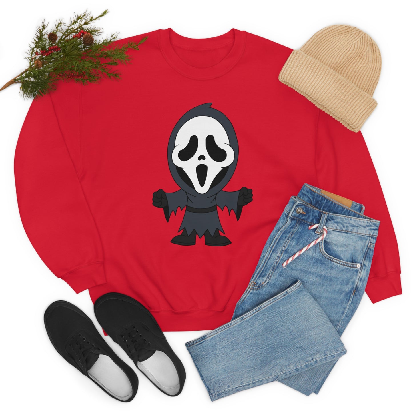 Ghostface Scream "Trick or Scream!" Halloween Unisex Sweatshirt Costume S-5XL    - HolidayShoppingFinds