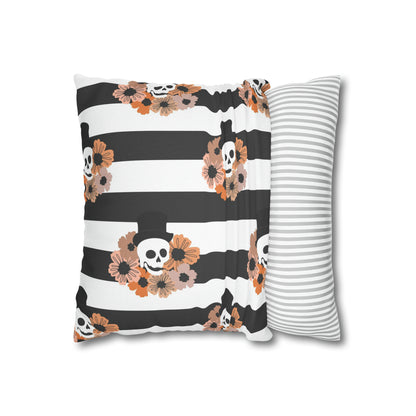 Halloween Phantom Pillowcase, Dia de los Muertos Skull Accent Pillow, 2-Sided Square B&W Decorative Pillow    - HolidayShoppingFinds