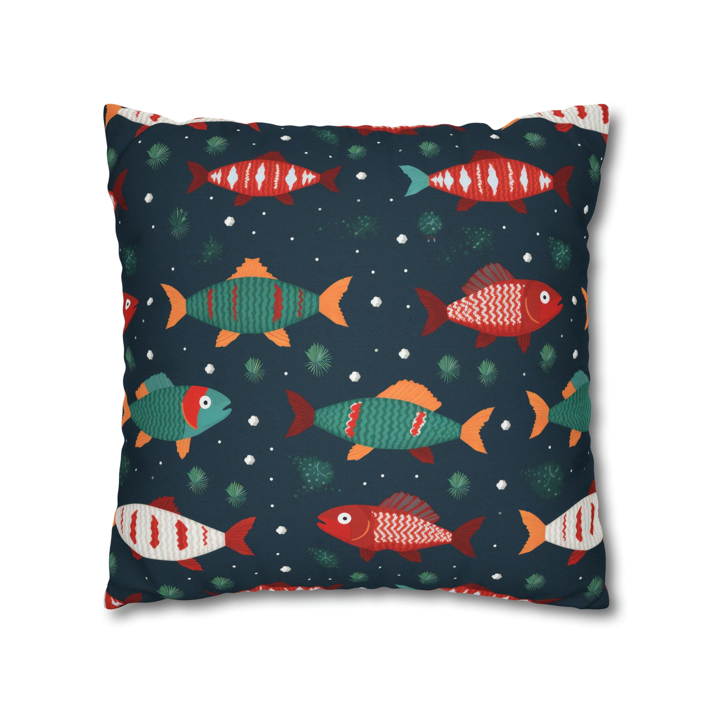 Marine Life Pillowcase, Fish Print Underwater Ocean Blue Pillow Cover Coastal Décor    - HolidayShoppingFinds