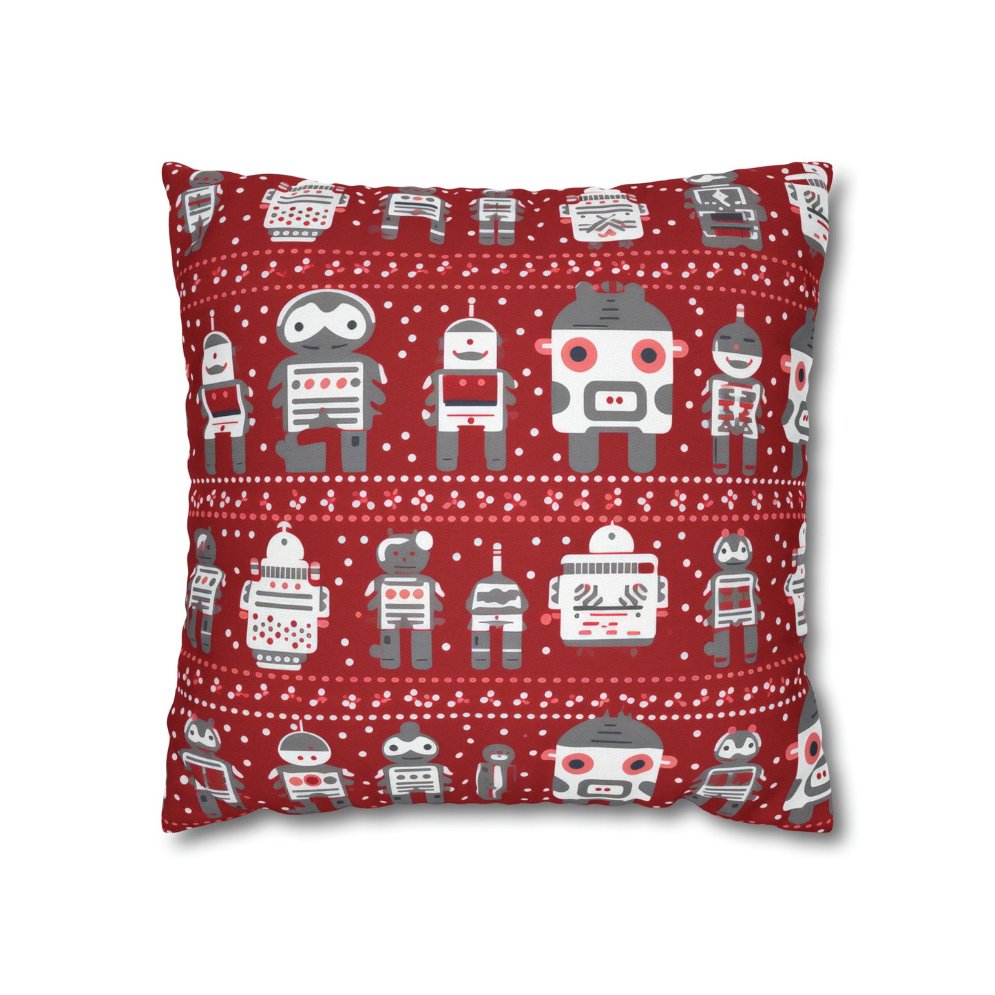 Holiday Robots Red Pillowcase, Gamers Pillow Case Cover, Tech Lovers Cushion Throw, Holiday Gift    - HolidayShoppingFinds