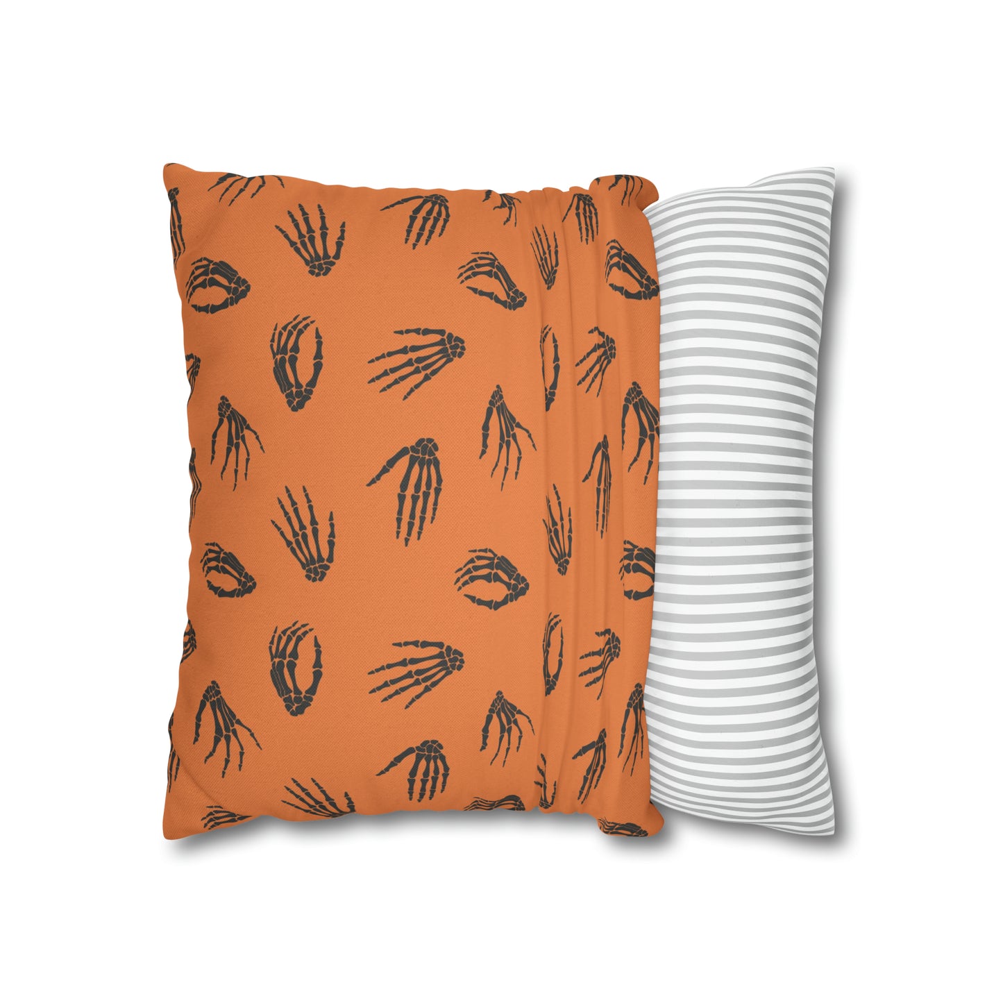 Skeleton Hands Pillowcase Halloween Orange Pillow Spooky Accent Pillow    - HolidayShoppingFinds