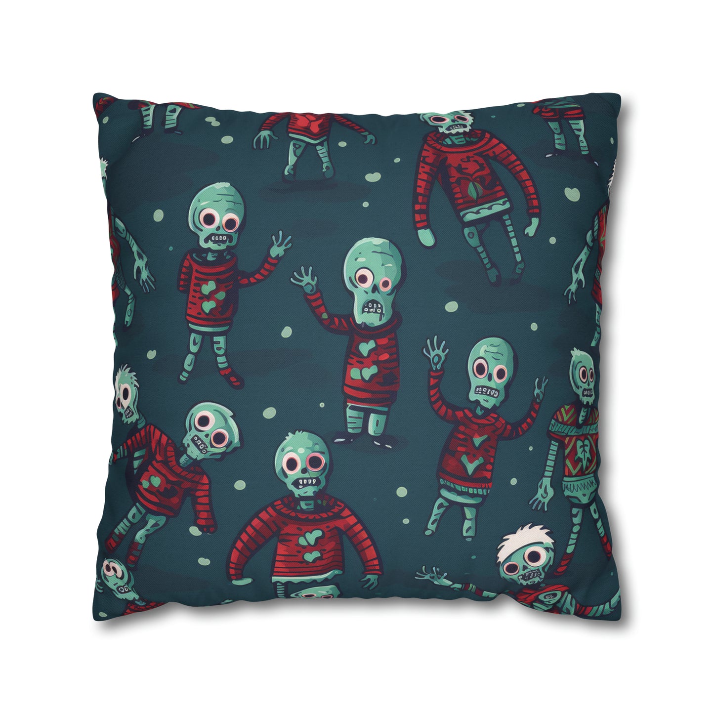 Zombie Decorative Pillowcase, Zombie Home Decor Pillow Cover Teal, Square 2-Sided Pillow    - HolidayShoppingFinds