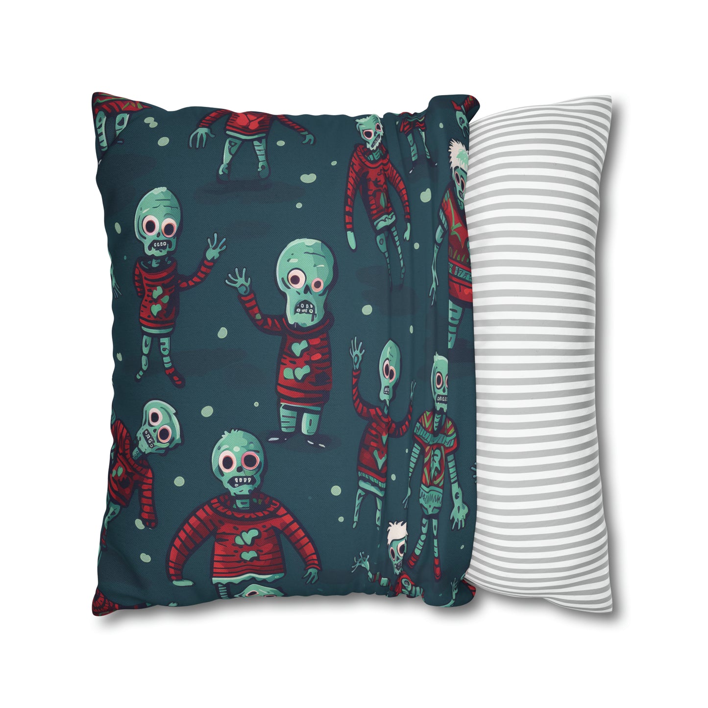 Zombie Decorative Pillowcase, Zombie Home Decor Pillow Cover Teal, Square 2-Sided Pillow    - HolidayShoppingFinds