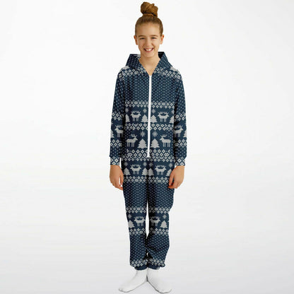 Winter Magic Christmas Teens Onesie: Boys & Girls Union Suit Athletic Blue Jumpsuit    - HolidayShoppingFinds