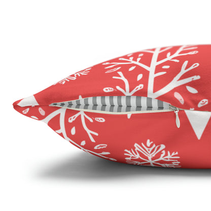 Red Holiday Pillowcase, Winter Pillow Case with Deers, Christmas Trees & Snowflakes, Holiday Gift    - HolidayShoppingFinds