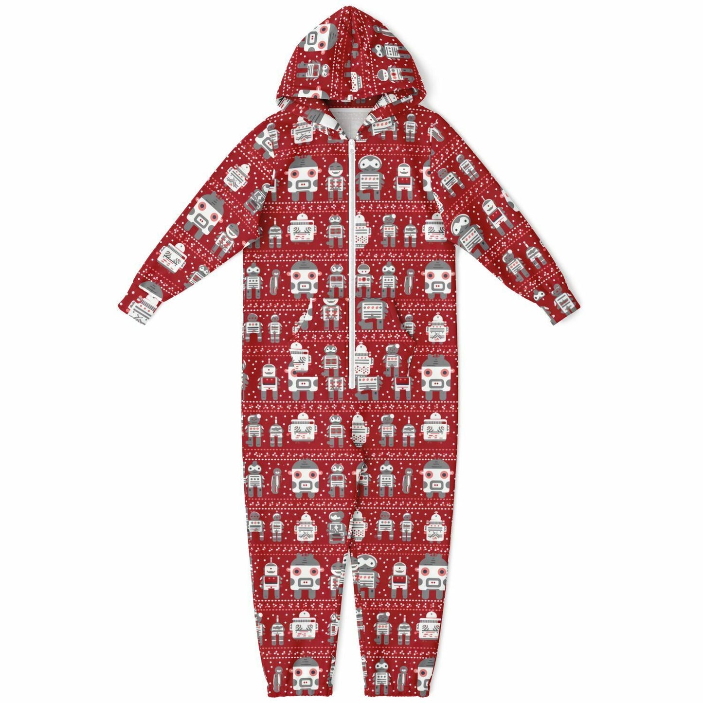 Teens Robots Red Onesie, Union Suit Athletic Jumpsuit for Gamers Tech Enthusiasts    - HolidayShoppingFinds