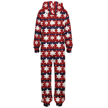 Americana Knitted Adult Athletic Jumpsuit, Red White & Blue Onesie Union Suit    - HolidayShoppingFinds