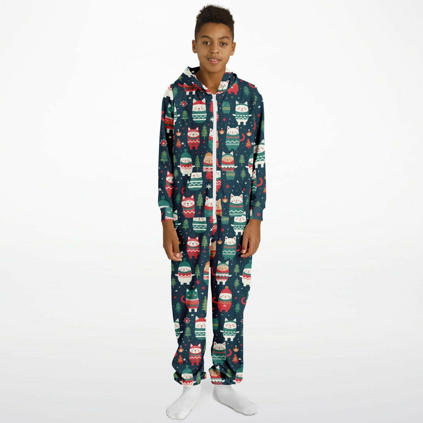 Winter Critters Teens Onesie, Kids Athletic  Jumpsuit Green Union Suit    - HolidayShoppingFinds