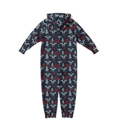 Blue Christmas Cows Teens Onesie: Boys & Girls Union Suit Athletic Jumpsuit    - HolidayShoppingFinds