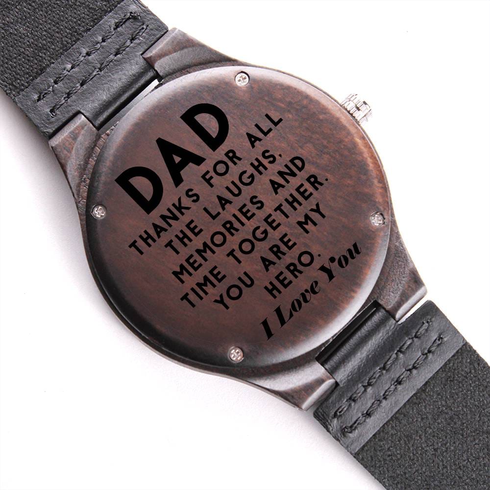 Dad You Are My Hero Engraved Wooden Watch Father's Day Gift Two-Toned Gift Box   - HolidayShoppingFinds