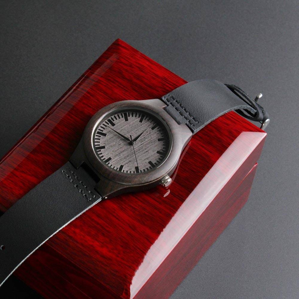 Gift for Dad "No Time Like The Present Never Forget I Love You" Wooden Watch    - HolidayShoppingFinds