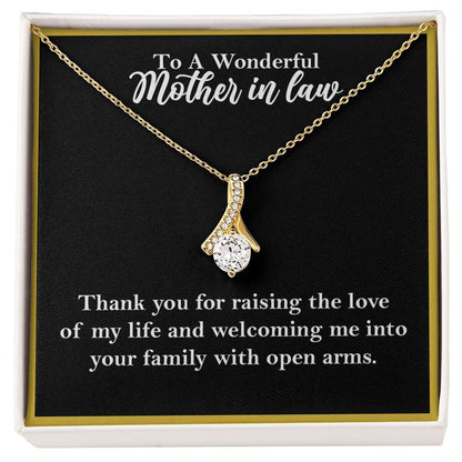 To A Wonderful Mother-In-Law Necklace Gift, Alluring Beauty Necklace 18K Yellow Gold Finish Standard Box  - HolidayShoppingFinds