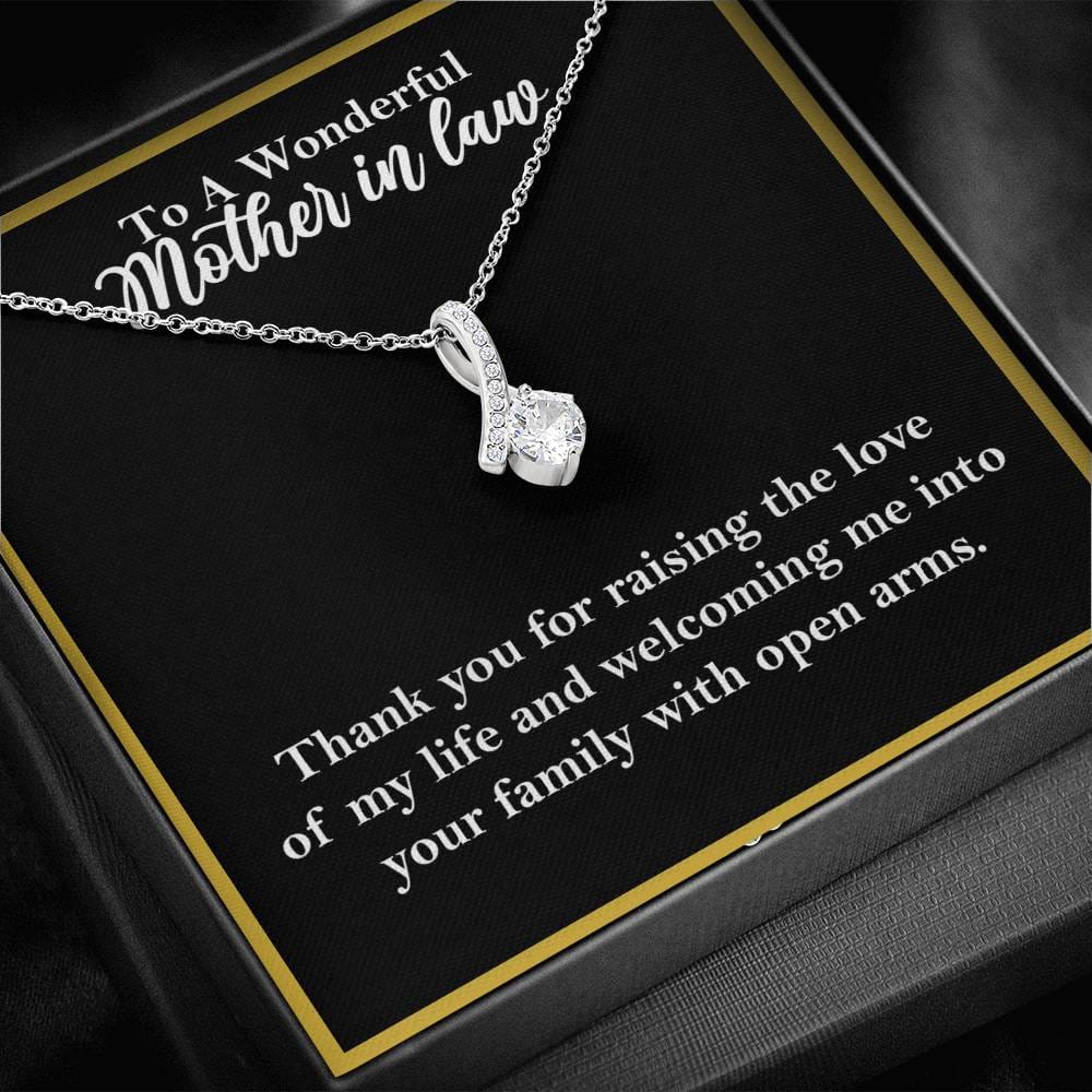 To A Wonderful Mother-In-Law Necklace Gift, Alluring Beauty Necklace 14K White Gold Finish Standard Box  - HolidayShoppingFinds