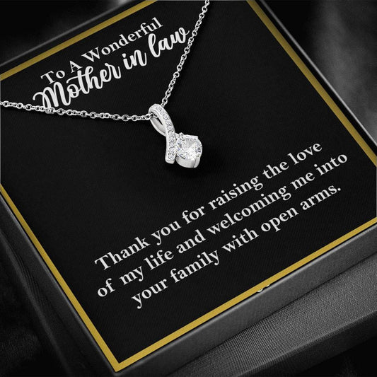 To A Wonderful Mother-In-Law Necklace Gift, Alluring Beauty Necklace 14K White Gold Finish Standard Box  - HolidayShoppingFinds