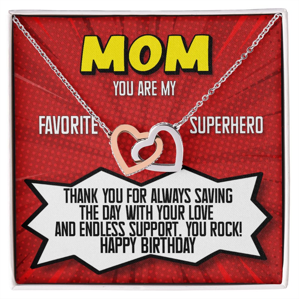 Mom You Are My Superhero Birthday Gift Joined Heart Rose Gold Necklace    - HolidayShoppingFinds