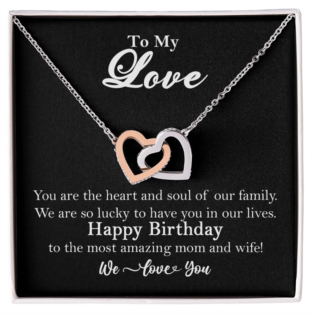 To My Love Interlocking Heart Rose Gold Necklace Wife Birthday Gift    - HolidayShoppingFinds