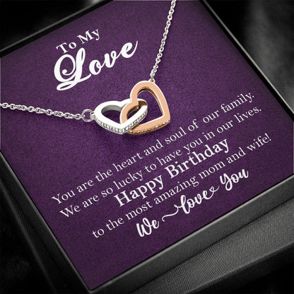 To My Love Interlocking Heart Rose Gold Necklace Wife Birthday Gift Rose Gold Finish Two-Toned Gift Box  - HolidayShoppingFinds