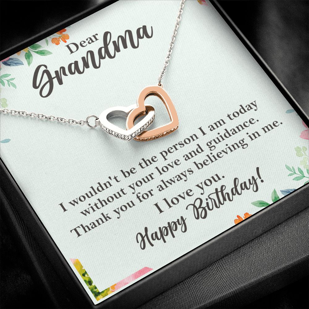 Dear Grandma Birthday Gift Interlocking Heart Rose Gold Necklace Gift Rose Gold Finish Two-Toned Gift Box  - HolidayShoppingFinds