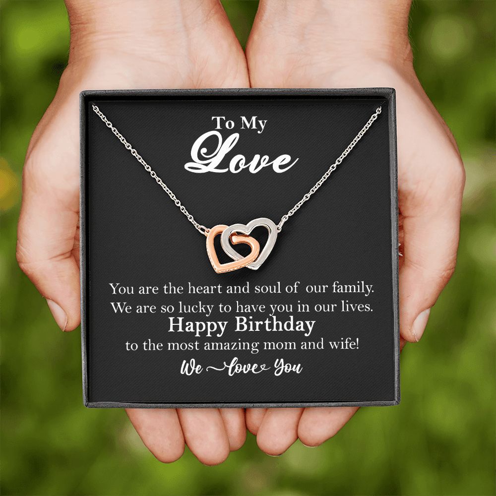 To My Love Interlocking Heart Rose Gold Necklace Wife Birthday Gift    - HolidayShoppingFinds