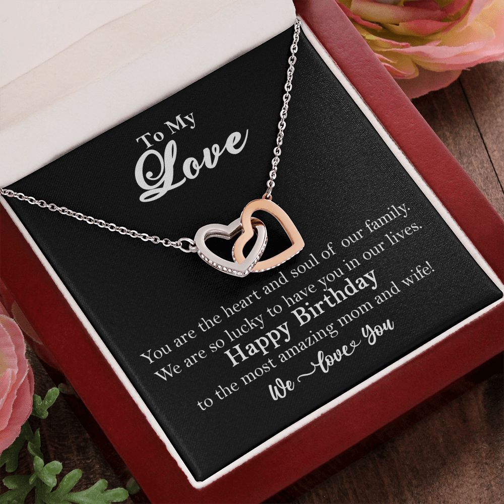 To My Love Interlocking Heart Rose Gold Necklace Wife Birthday Gift    - HolidayShoppingFinds