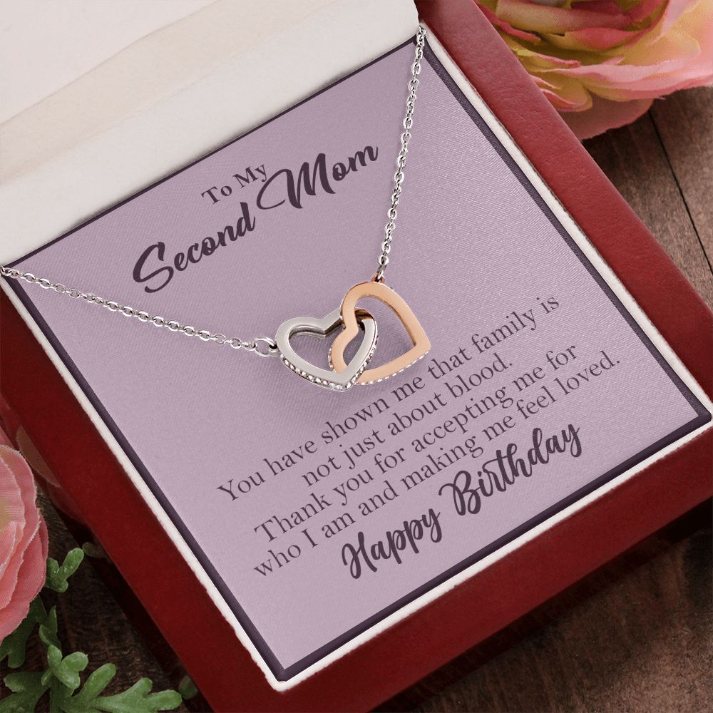 To My Second Mom Interlocking Heart Rose Gold Necklace Birthday Gift    - HolidayShoppingFinds