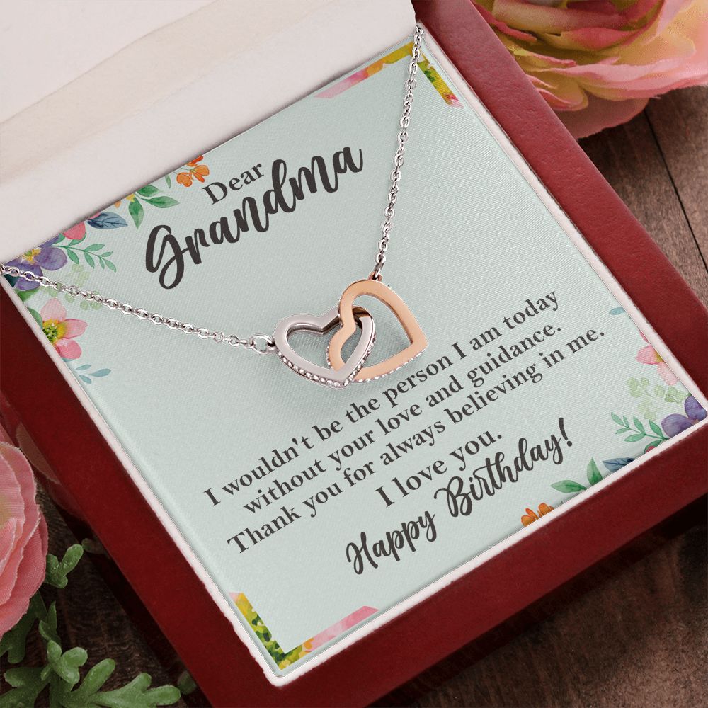 Dear Grandma Birthday Gift Interlocking Heart Rose Gold Necklace Gift    - HolidayShoppingFinds