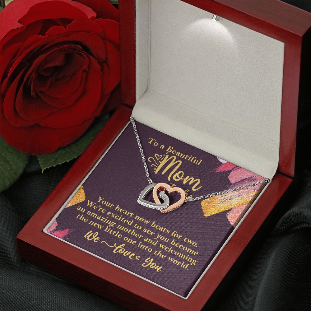 To A Beautiful Mom-To-Be Necklace Gift for Pregnant Expecting Mom Rose Gold Finish Luxury Box w/LED  - HolidayShoppingFinds