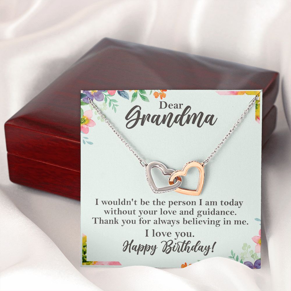 Dear Grandma Birthday Gift Interlocking Heart Rose Gold Necklace Gift    - HolidayShoppingFinds