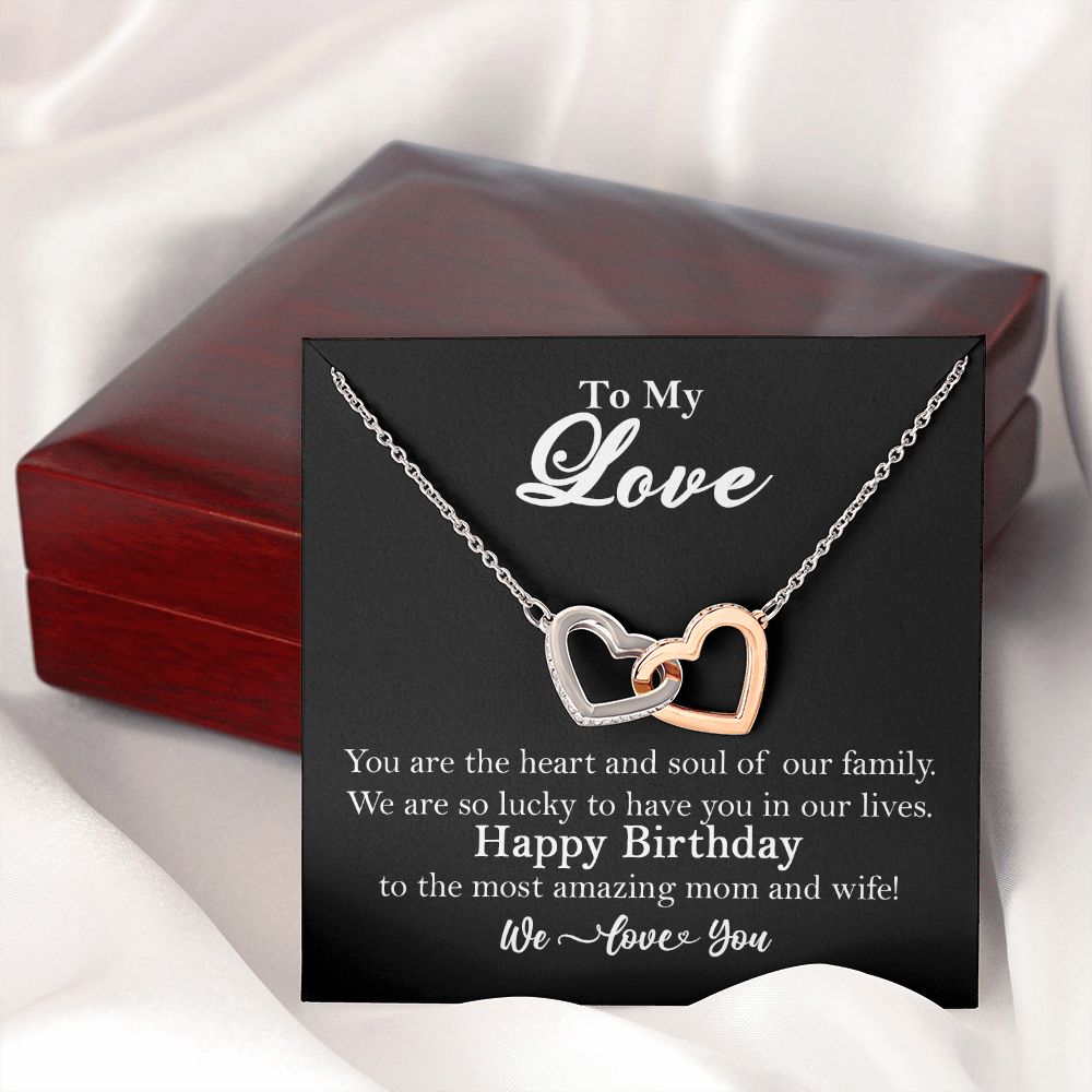 To My Love Interlocking Heart Rose Gold Necklace Wife Birthday Gift    - HolidayShoppingFinds