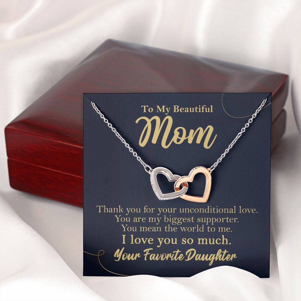 To My Beautiful Mom Hearts Necklace Gift From Favorite Daughter    - HolidayShoppingFinds