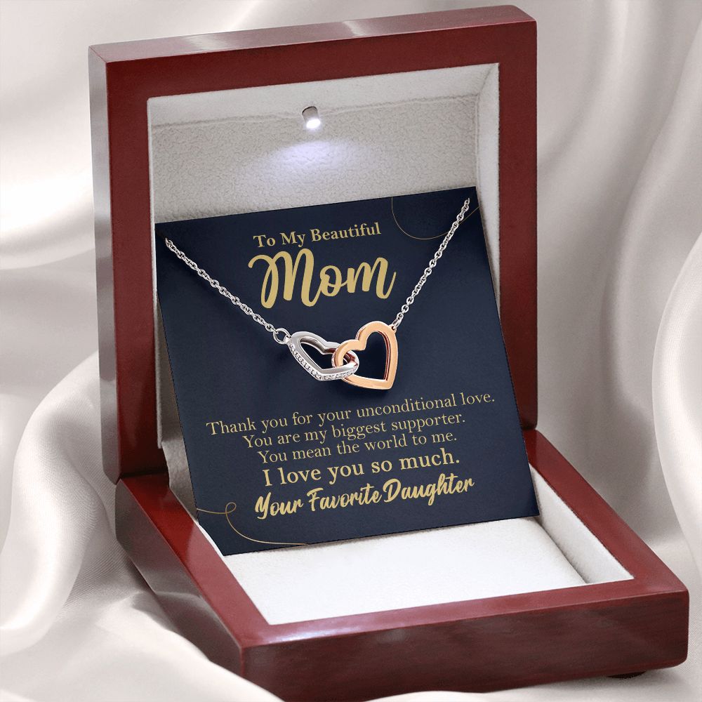 To My Beautiful Mom Hearts Necklace Gift From Favorite Daughter    - HolidayShoppingFinds