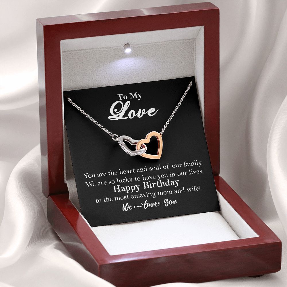 To My Love Interlocking Heart Rose Gold Necklace Wife Birthday Gift    - HolidayShoppingFinds