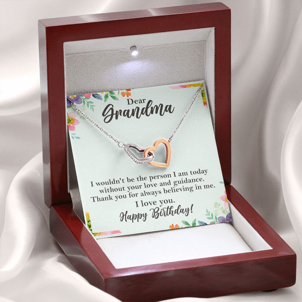 Dear Grandma Birthday Gift Interlocking Heart Rose Gold Necklace Gift    - HolidayShoppingFinds