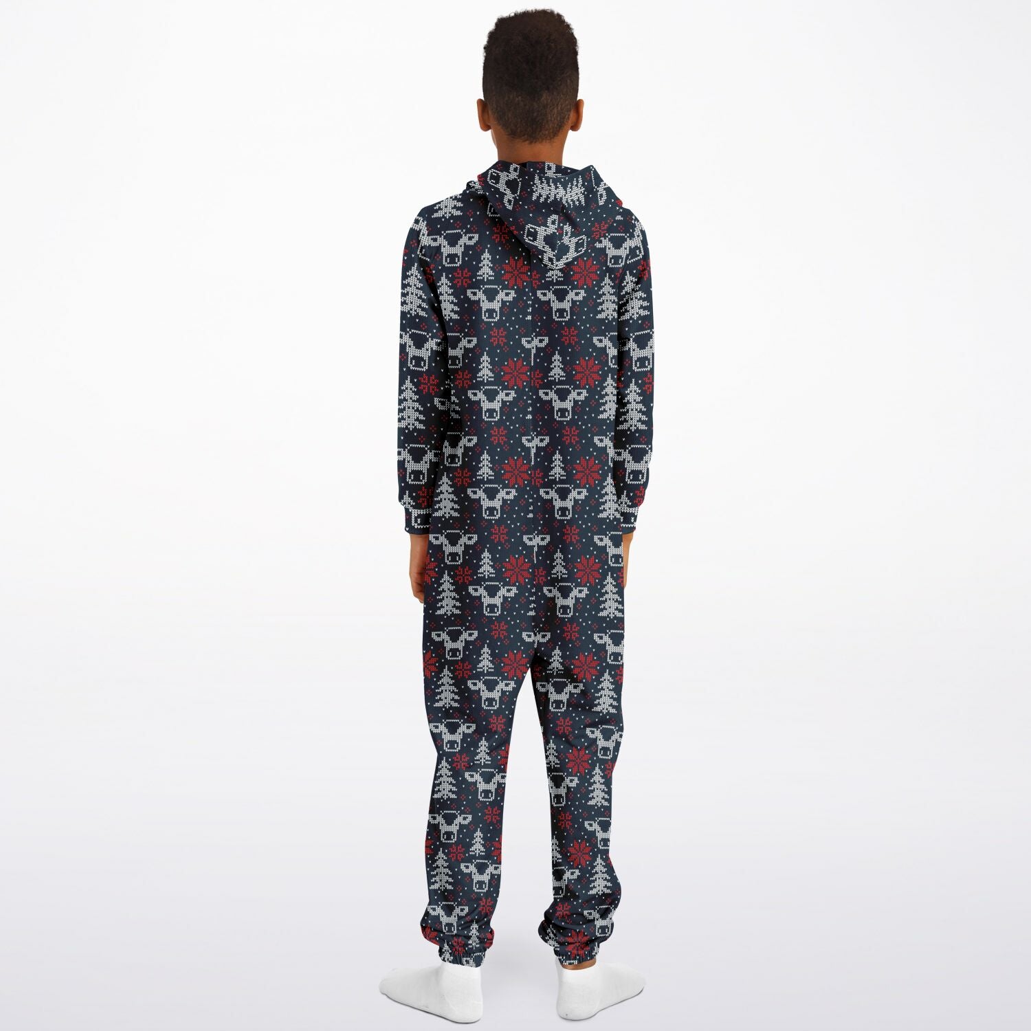 Blue Christmas Cows Teens Onesie: Boys & Girls Union Suit Athletic Jumpsuit    - HolidayShoppingFinds