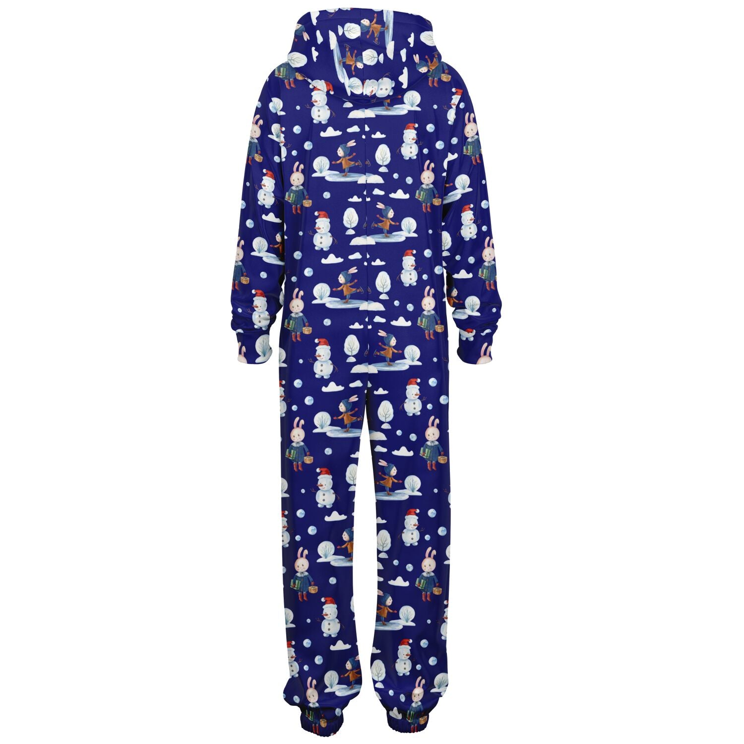 Frosty Friends Blue Winter Jumpsuit Adult Onesie Gender-Neutral Athletic PJs    - HolidayShoppingFinds