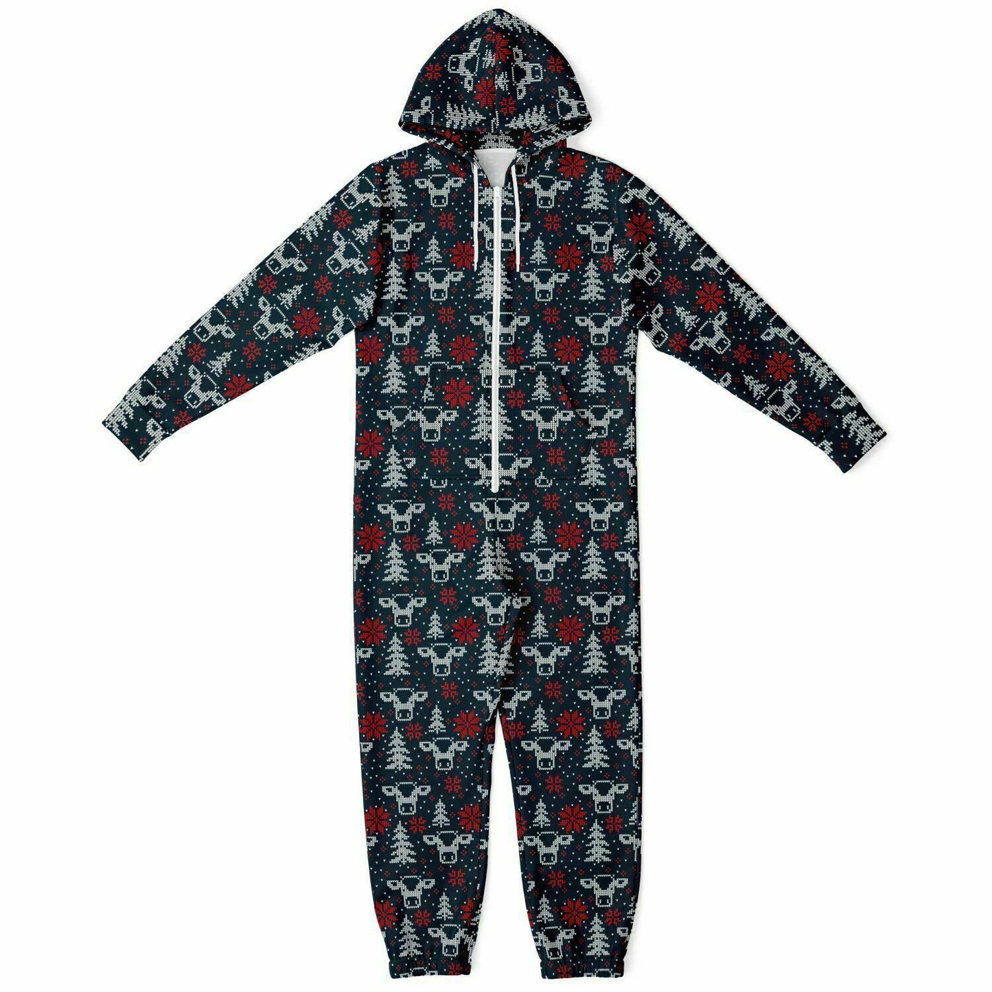 Blue Christmas Jumpsuit Adult Onesie Unisex Athletic One-Piece    - HolidayShoppingFinds