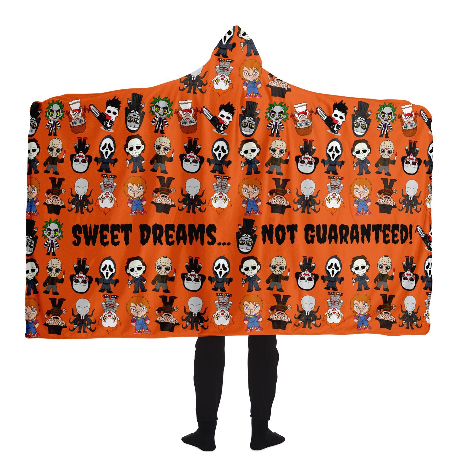 Halloween Killers Hooded Blanket "Sweet Dreams Not Guaranteed!"- Orange    - HolidayShoppingFinds