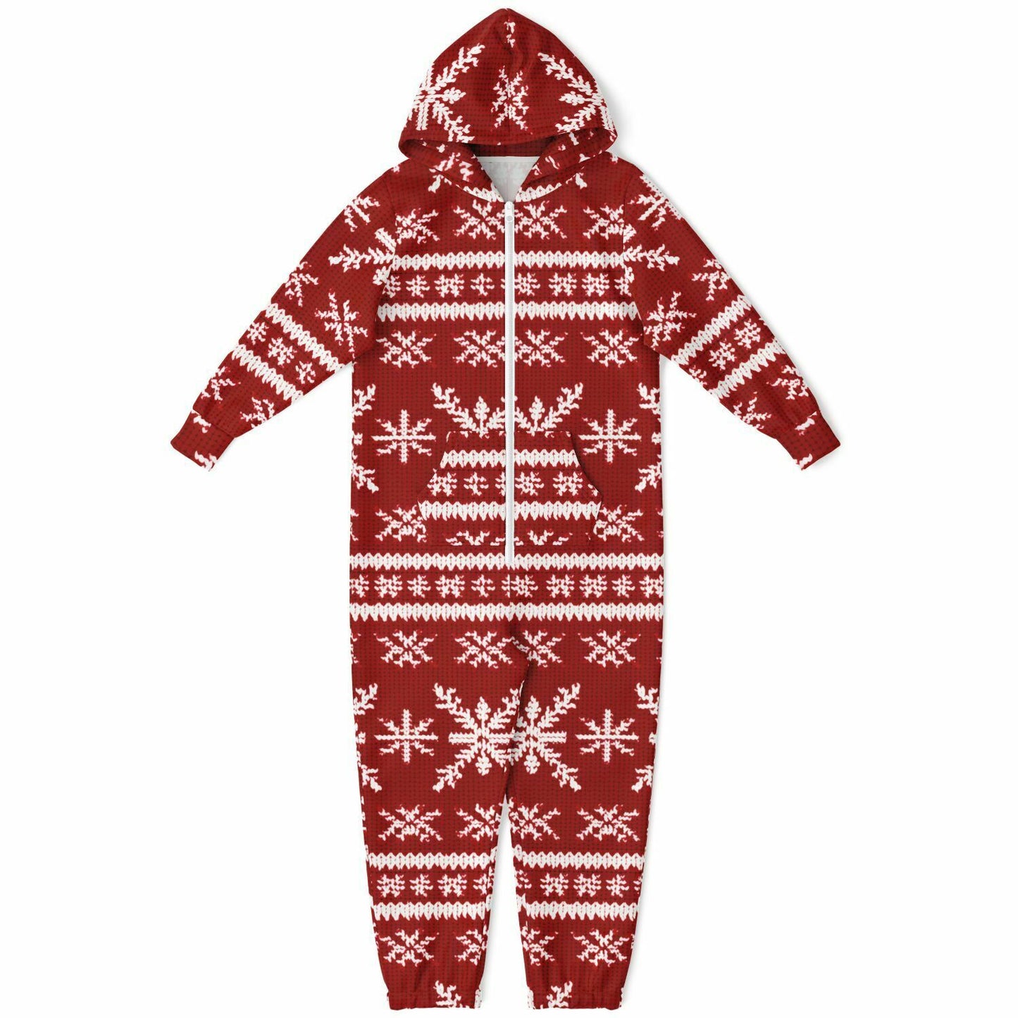 Scandinavian Holiday Pattern Red Teens Onesie, Festive Youth Athletic Jumpsuit    - HolidayShoppingFinds