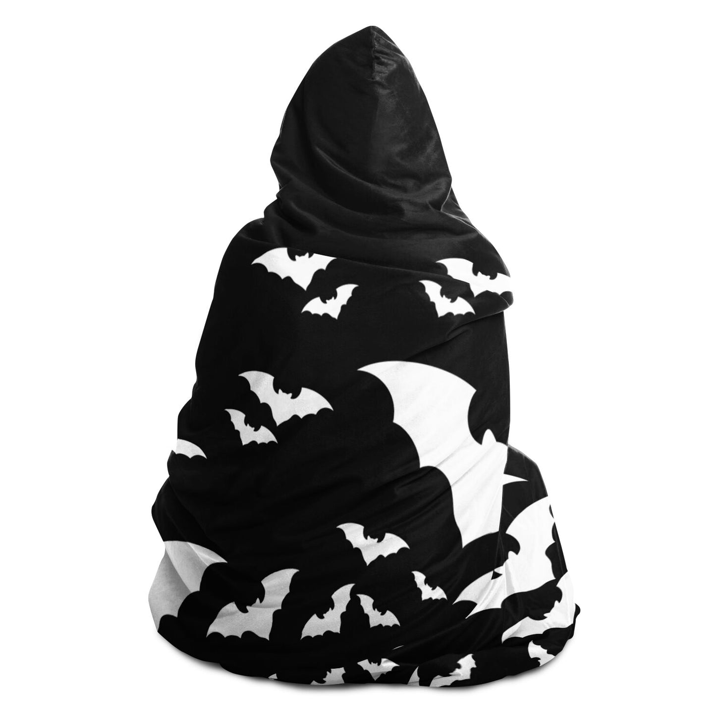 Halloween Hooded Blanket Black with Scary Bats, Unisex, Fleece and Premium Sherpa    - HolidayShoppingFinds