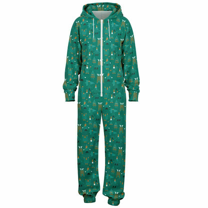 Green Holiday Jumpsuit Adult Onesie Gender-Neutral Athletic PJs    - HolidayShoppingFinds